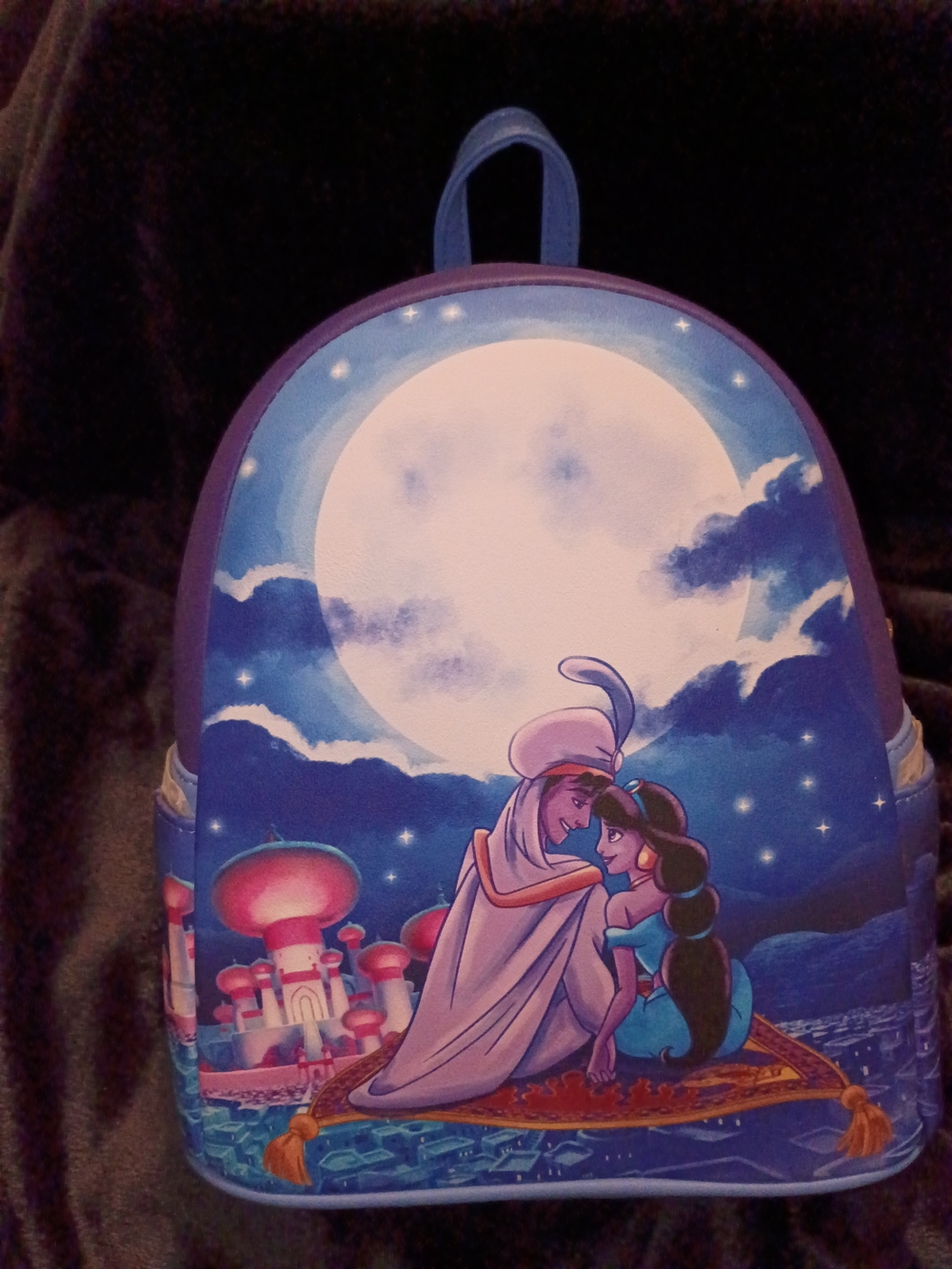 Disney Blue & Purple Aladdin & Jasmine Moonlight Loungefly NWT Soft Tag